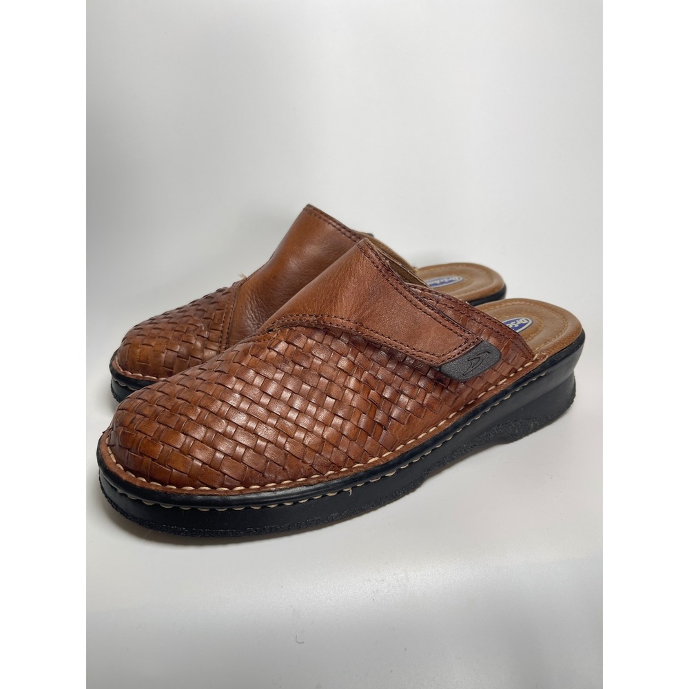Dr. Scholls Mabel Woven Leather Mules Brown Clogs Comfort Wedge Shoes Womens 10